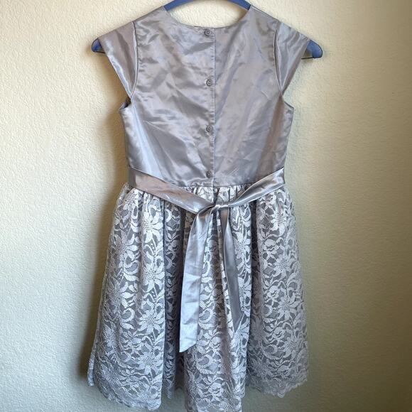 George Silver Formal Lace gray Dress Youth Girls size 14 Large Wedding event - Picture 4 of 7